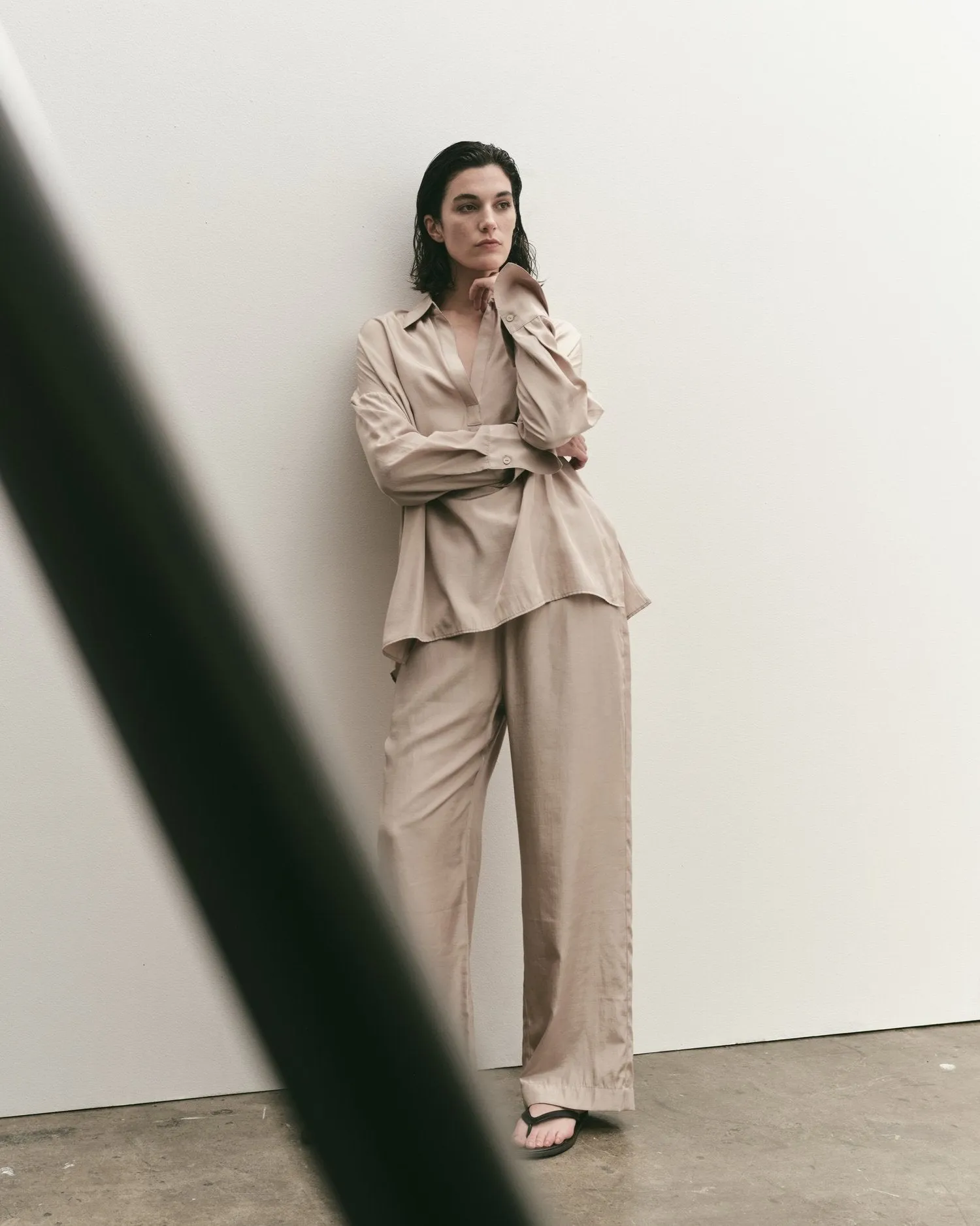 Mijeong Park | Drawstring Wide Leg Pant - Beige sold by Fort product image thumbnail 4