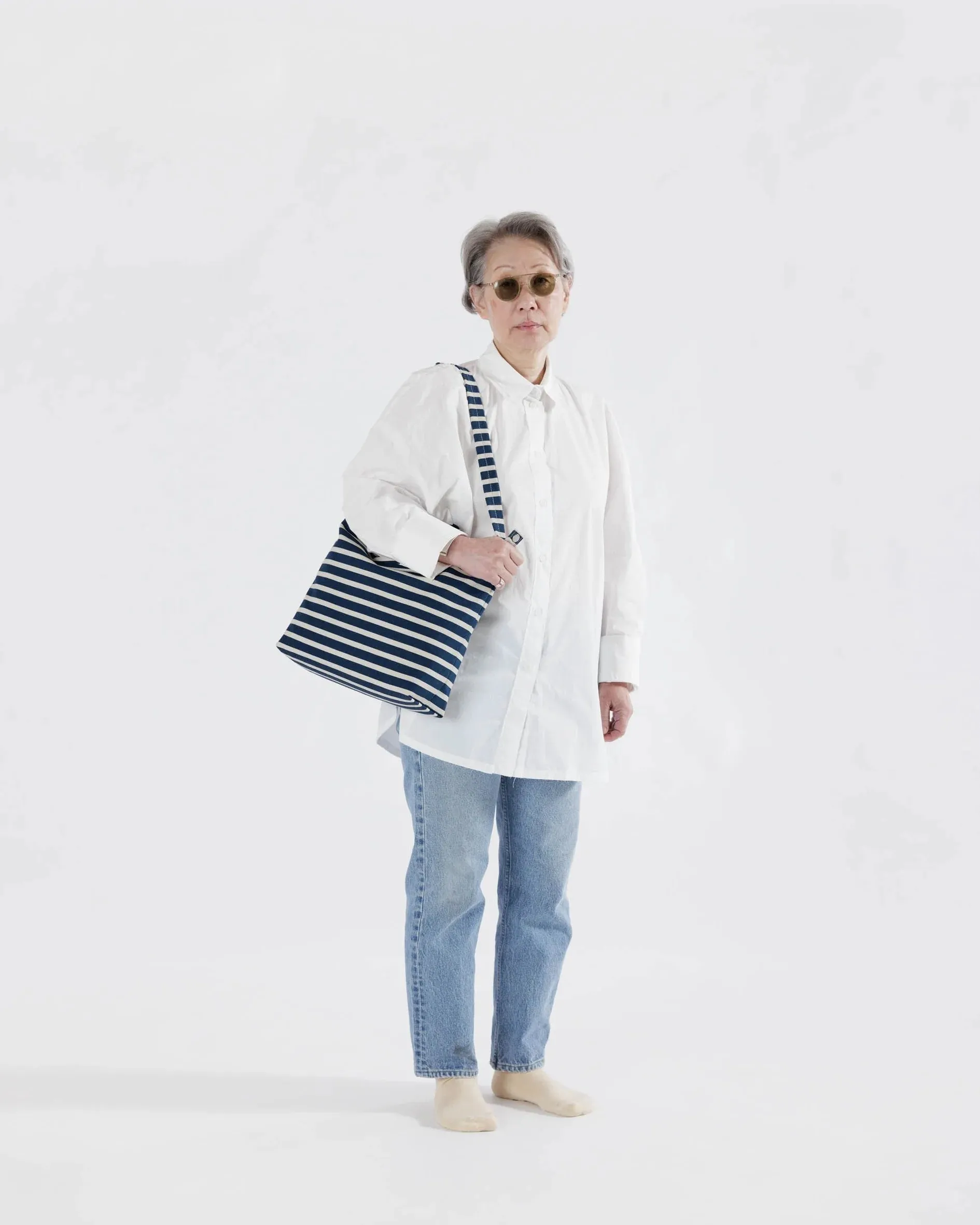 Baggu | Horizontal Zip Duck Bag - Navy Stripes sold by Fort product image thumbnail 3