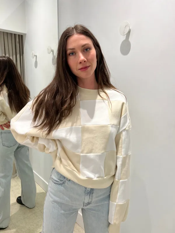 Daisy Cook | Checkerboard Sweater - Naturelle + Ivory sold by Fort