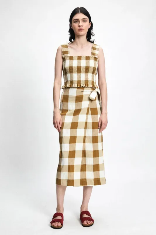 Rita Row | Sky Skirt - Brown Checkered sold by Fort