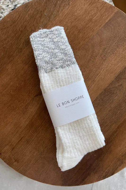 Le Bon Shoppe | Colour Block Cottage Socks - White Linen/H.T Grey sold by Fort