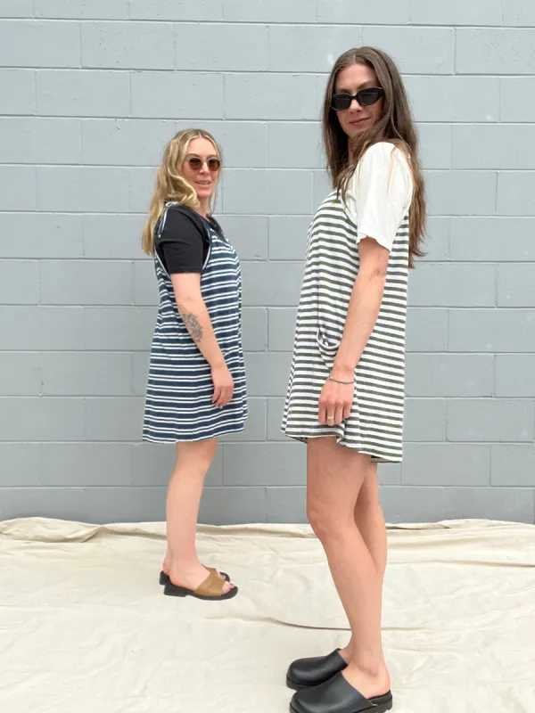 Jungmaven | Sespe Romper Short - Olive/White Stripe sold by Fort