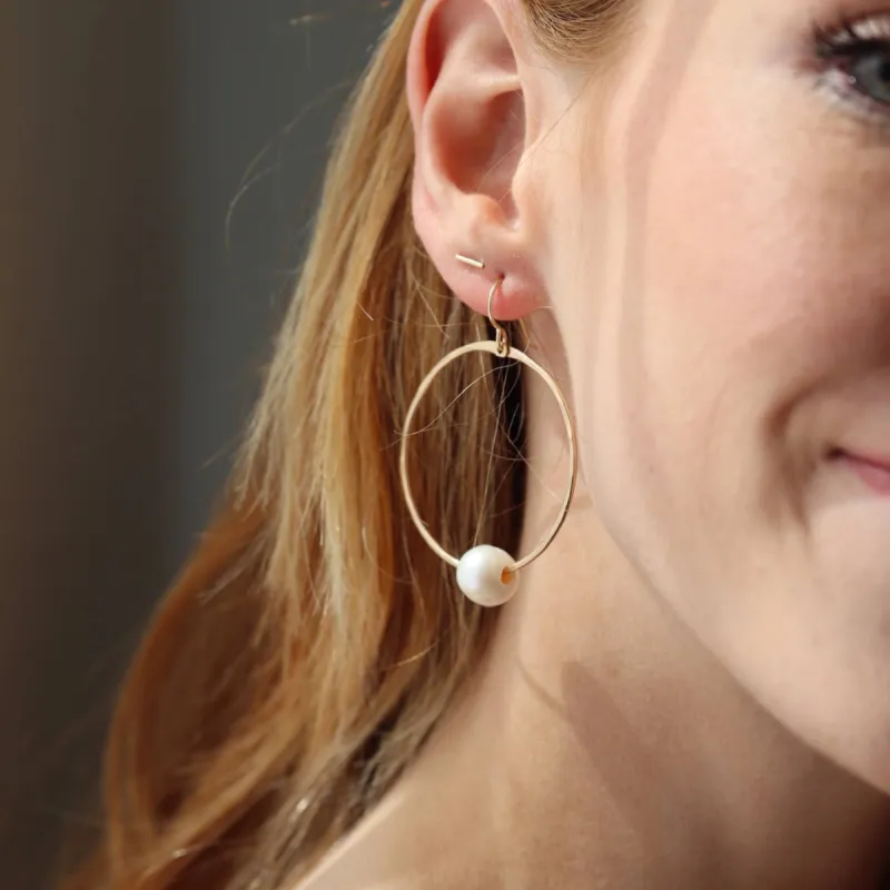 Token Jewelry | Pearl Hoops - 14k Gold Fill sold by Fort