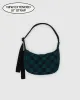 Baggu | Small Nylon Crescent Bag - Navy Green Check sold by Fort
