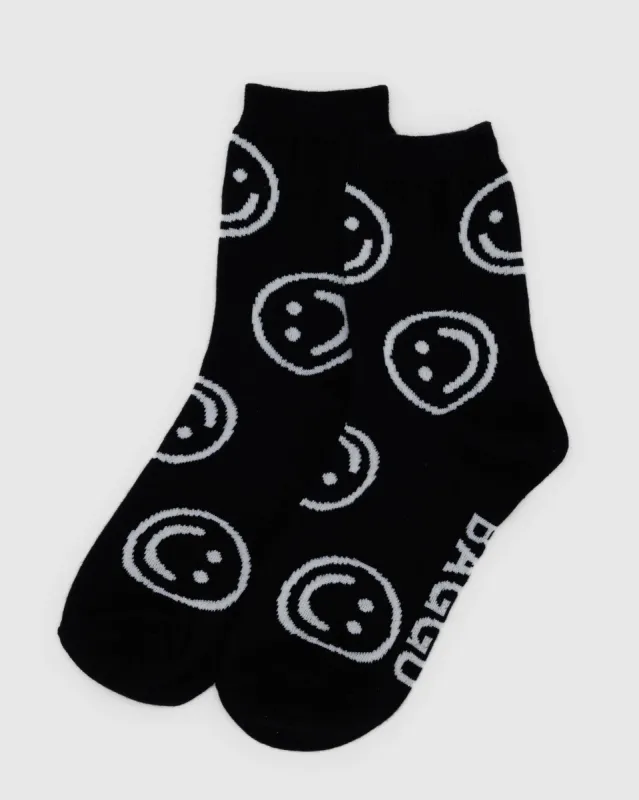 Baggu | Crew Socks -  Black Happy sold by Fort