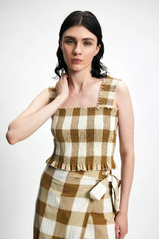 Rita Row | Gea Top - Brown Checkered sold by Fort
