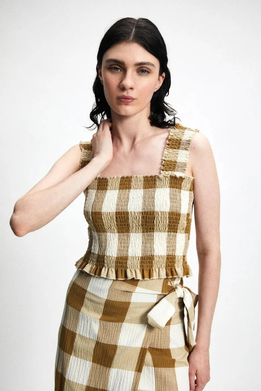 Rita Row | Gea Top - Brown Checkered sold by Fort