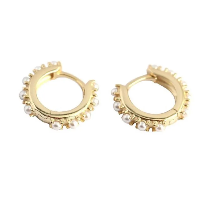 Love Local Jewelry | Brooke Pearl Hoops 1.3cm - Gold sold by Fort