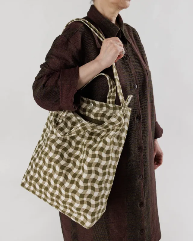 Baggu | Duck Bag Zip - Wavy Gingham Brown sold by Fort