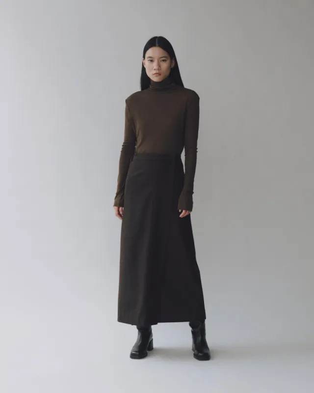 Mijeong Park | Roll Neck Jersey Top - Dark Brown sold by Fort
