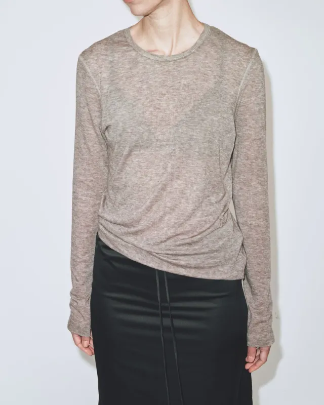 Mijeong Park | Wool Tencel Crewneck Top - Light Heather Brown sold by Fort