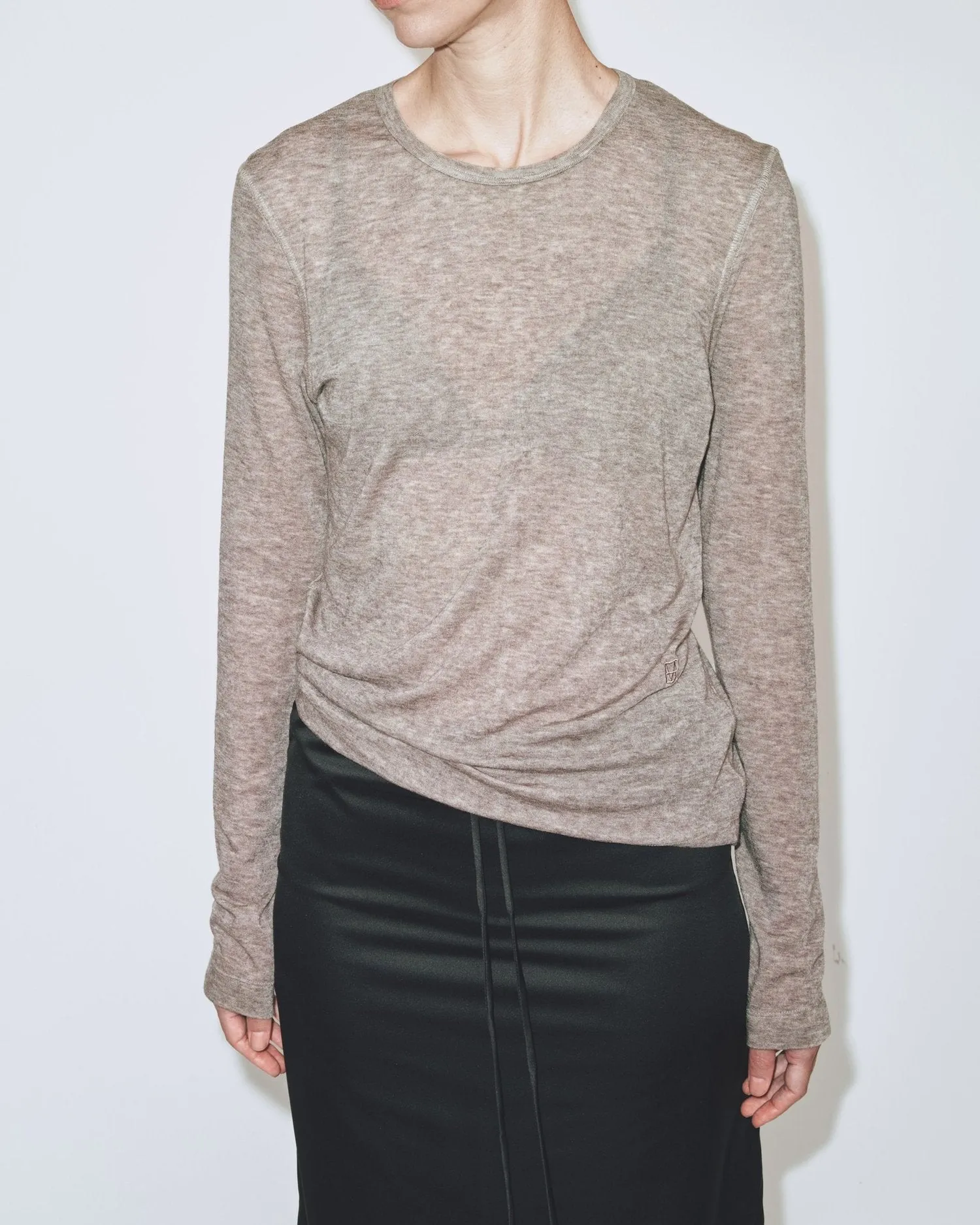 Mijeong Park | Wool Tencel Crewneck Top - Light Heather Brown sold by Fort