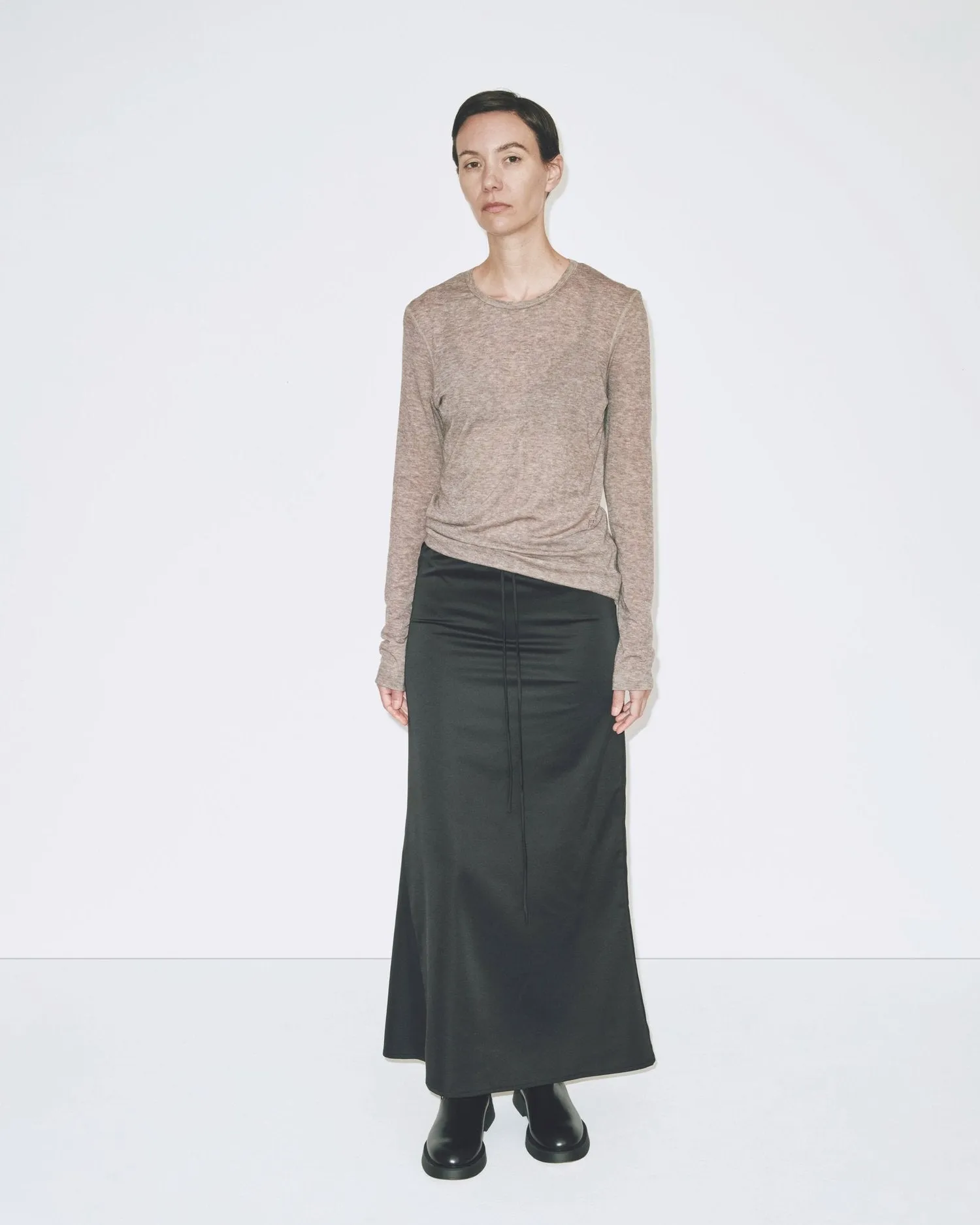 Mijeong Park | Wool Tencel Crewneck Top - Light Heather Brown sold by Fort product image thumbnail 2