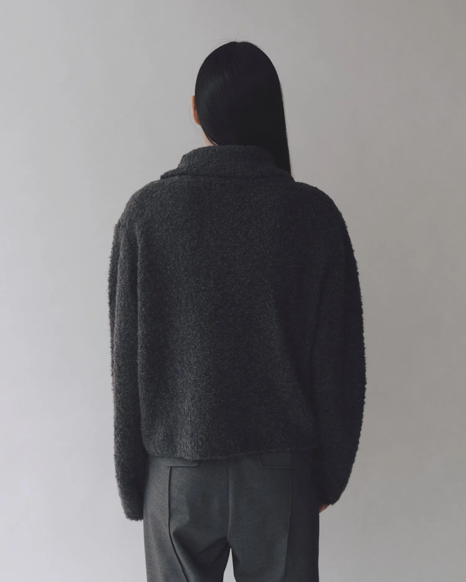 Mijeong Park | Spread Collar Boucle Cardigan - Charcoal sold by Fort product image thumbnail 3