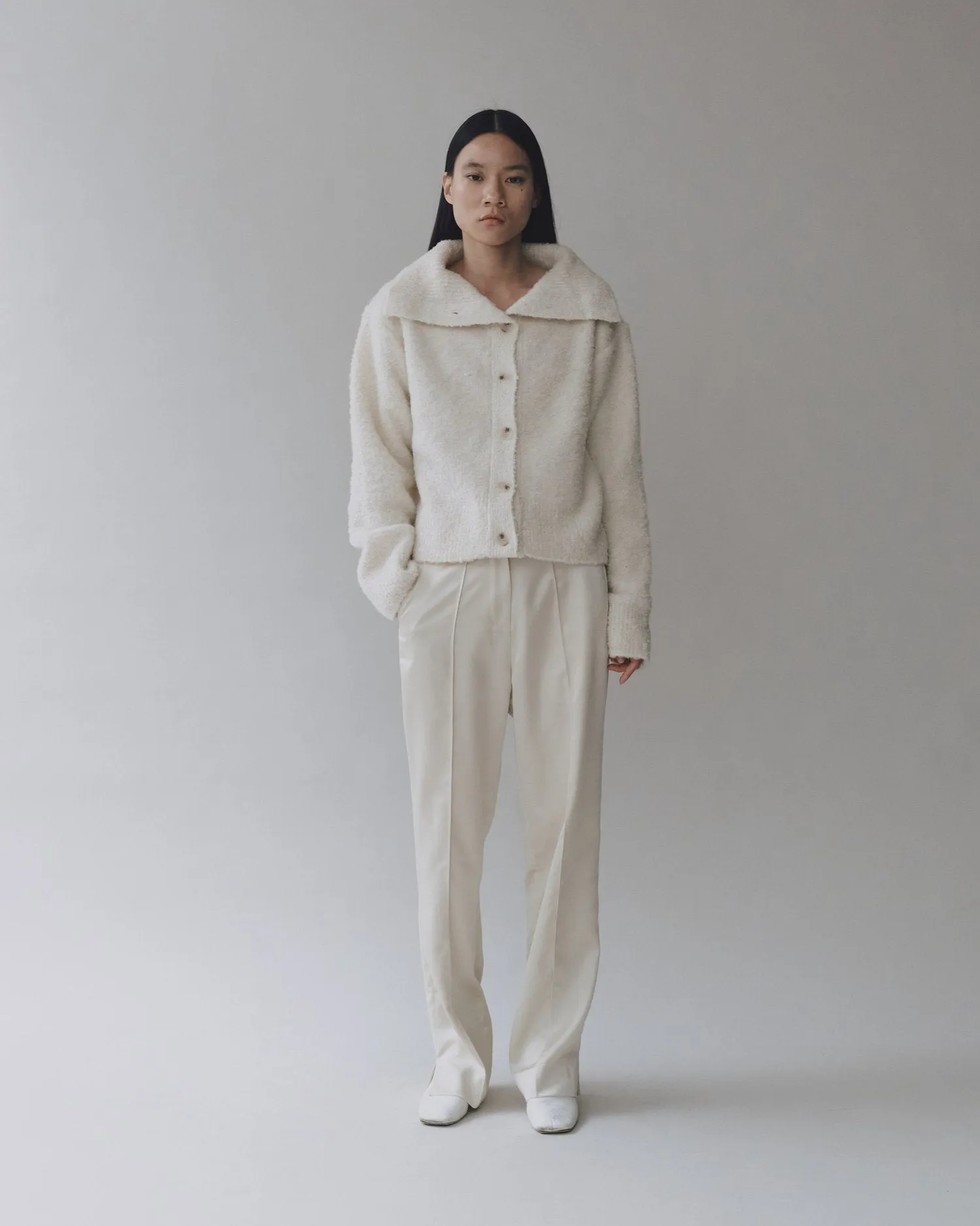 Mijeong Park | Spread Collar Boucle Cardigan - Cream sold by Fort product image thumbnail 3