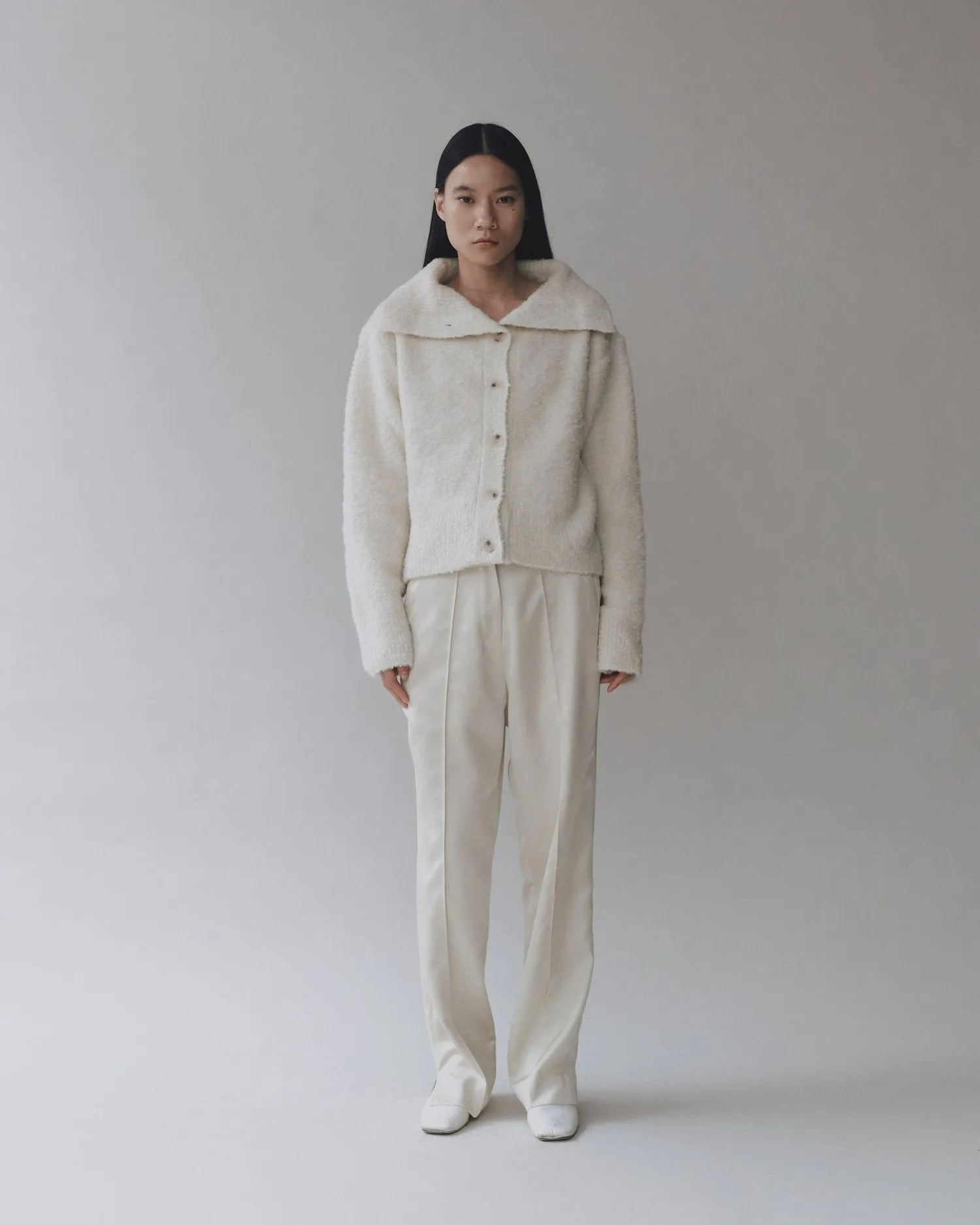 Mijeong Park | Spread Collar Boucle Cardigan - Cream sold by Fort product image thumbnail 2