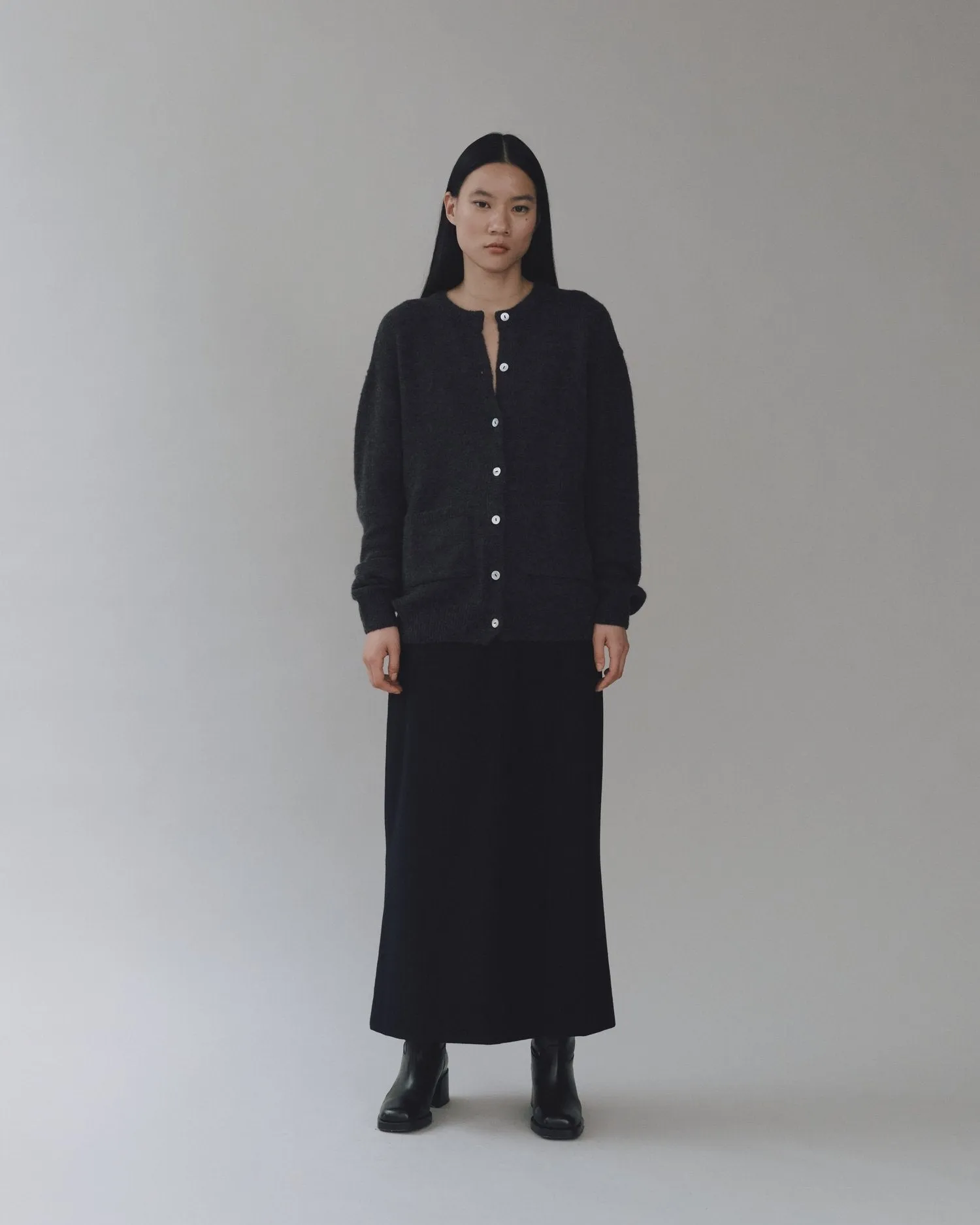 Mijeong Park | Alpaca Blend Relaxed Cardigan - Charcoal sold by Fort product image thumbnail 2