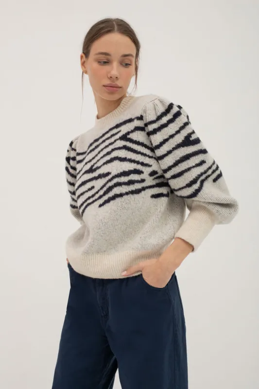 Mus & Bombon | Jersey Costa - Ecru and Navy sold by Fort