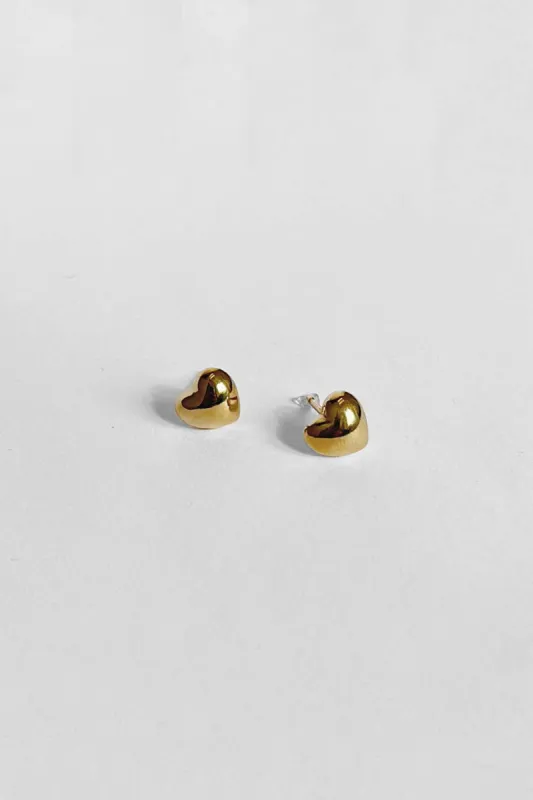 Kara Yoo | Puffy Heart studs - Gold Plated made by Kara Yoo
