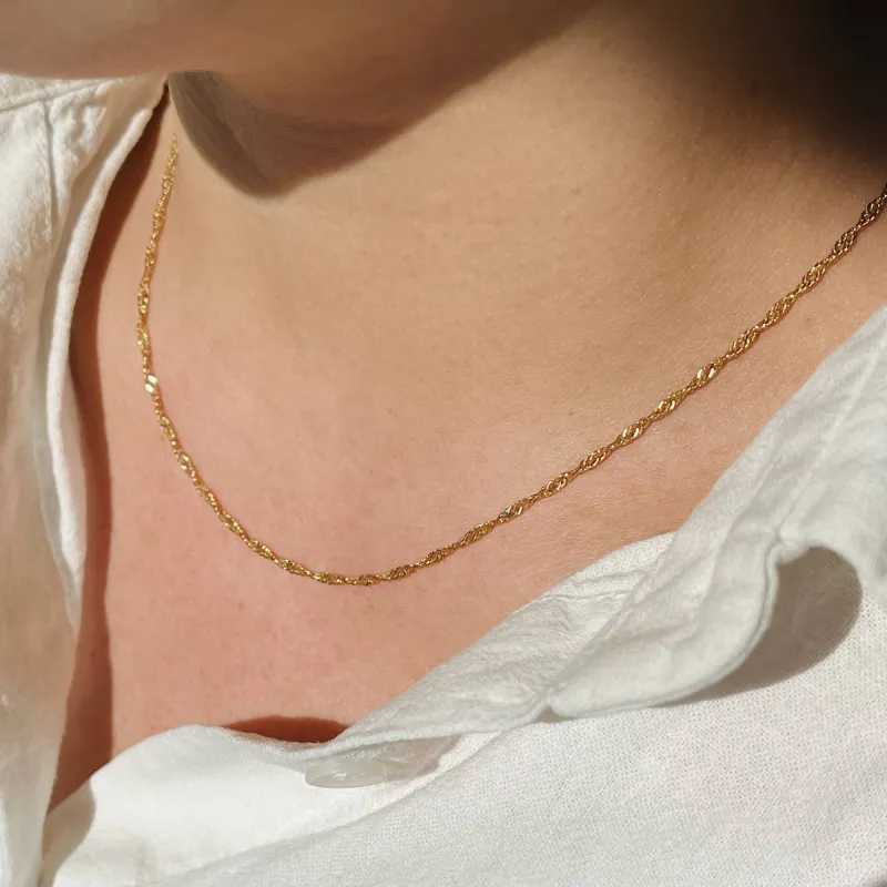 Kara Yoo | Thin Singapore Necklace - Gold sold by Fort