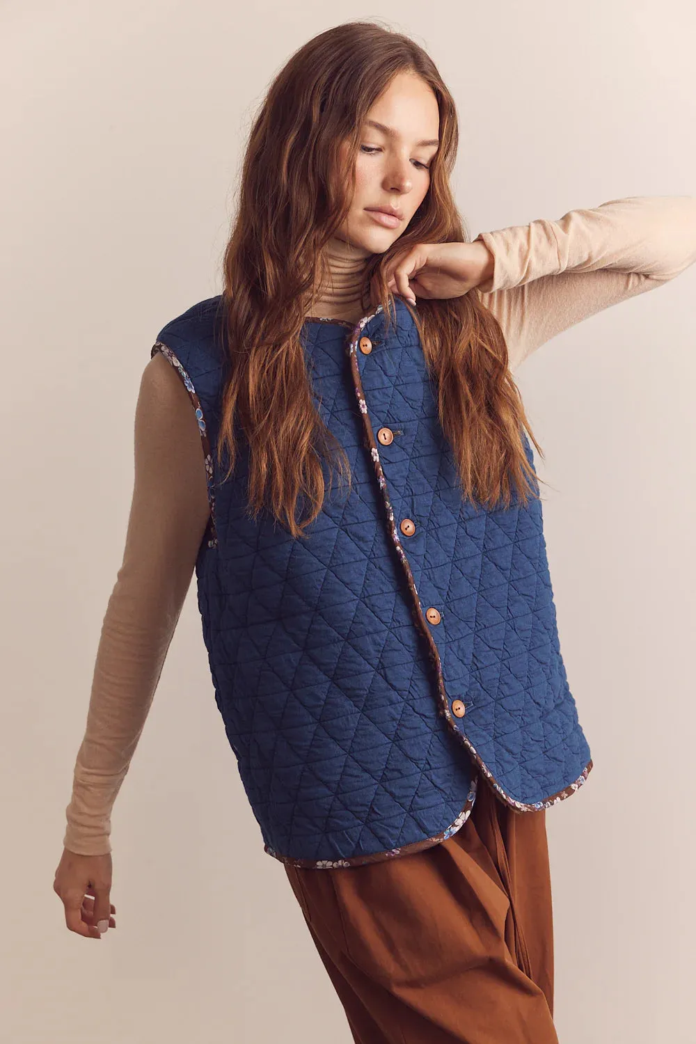 Amente | Wool Blend Shepherd Reversible Vest - Coco sold by Fort product image thumbnail 2