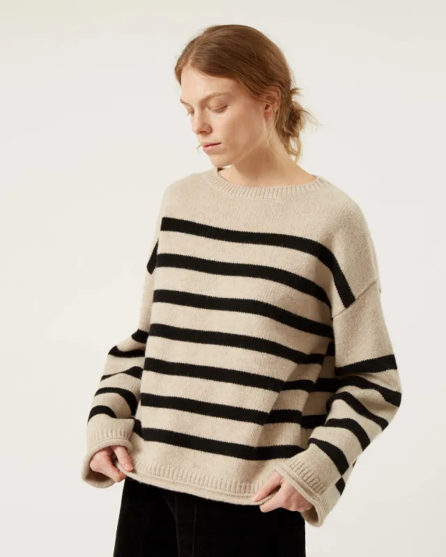 Naïf | Athena Merino Sweater - Oatmeal/Black sold by Fort