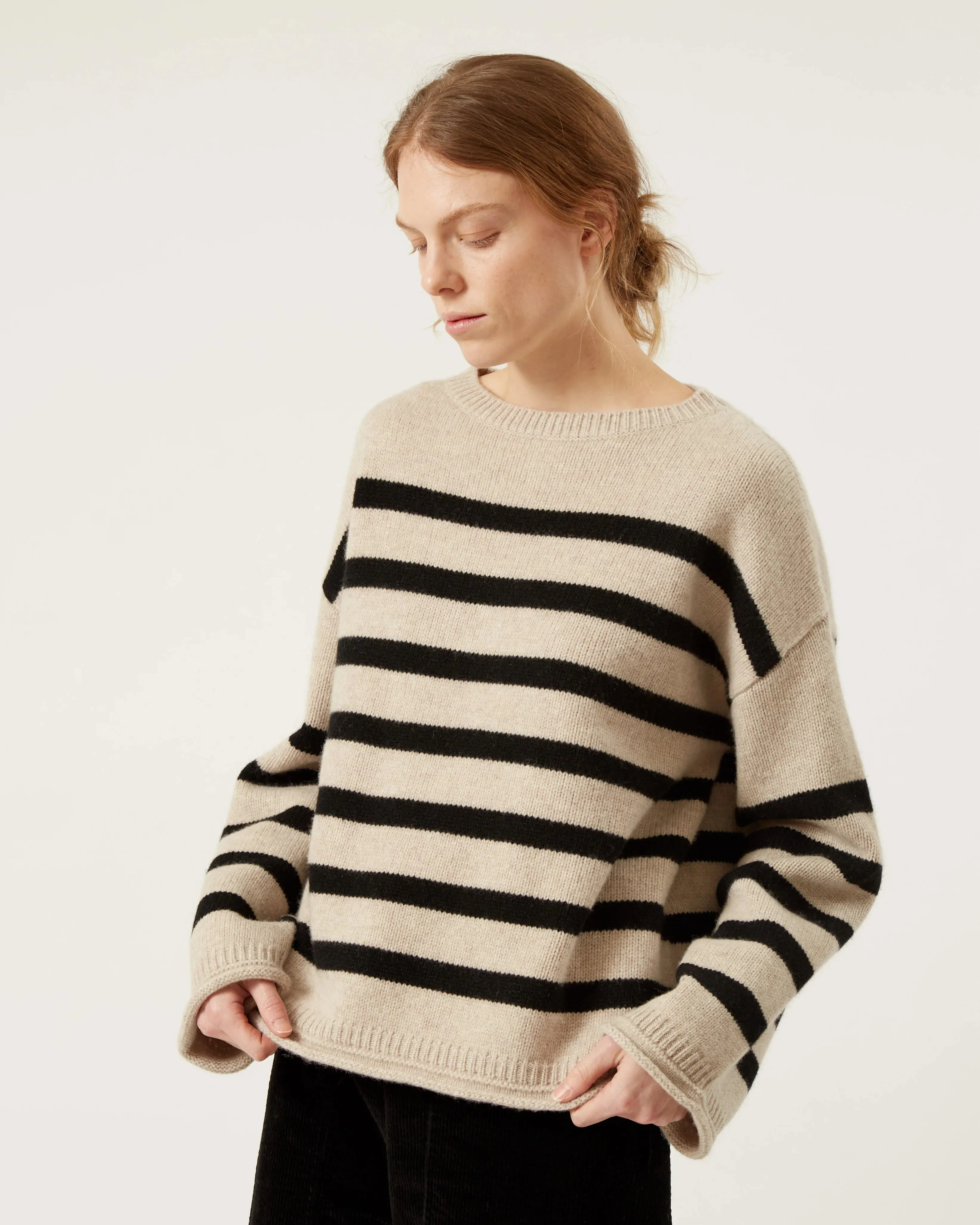 Naïf | Athena Merino Sweater - Oatmeal/Black sold by Fort