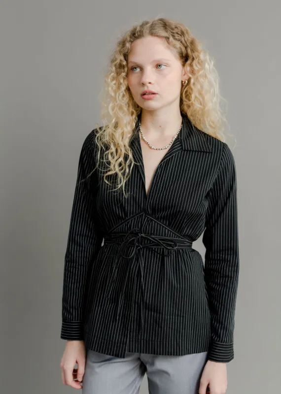 A Bronze Age | Revel Top - Black Pencil Stripe sold by Fort