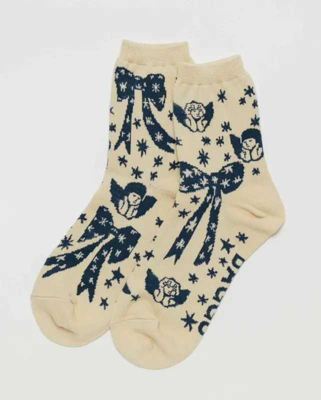 Baggu | Crew Socks -  Cherub Bows sold by Fort
