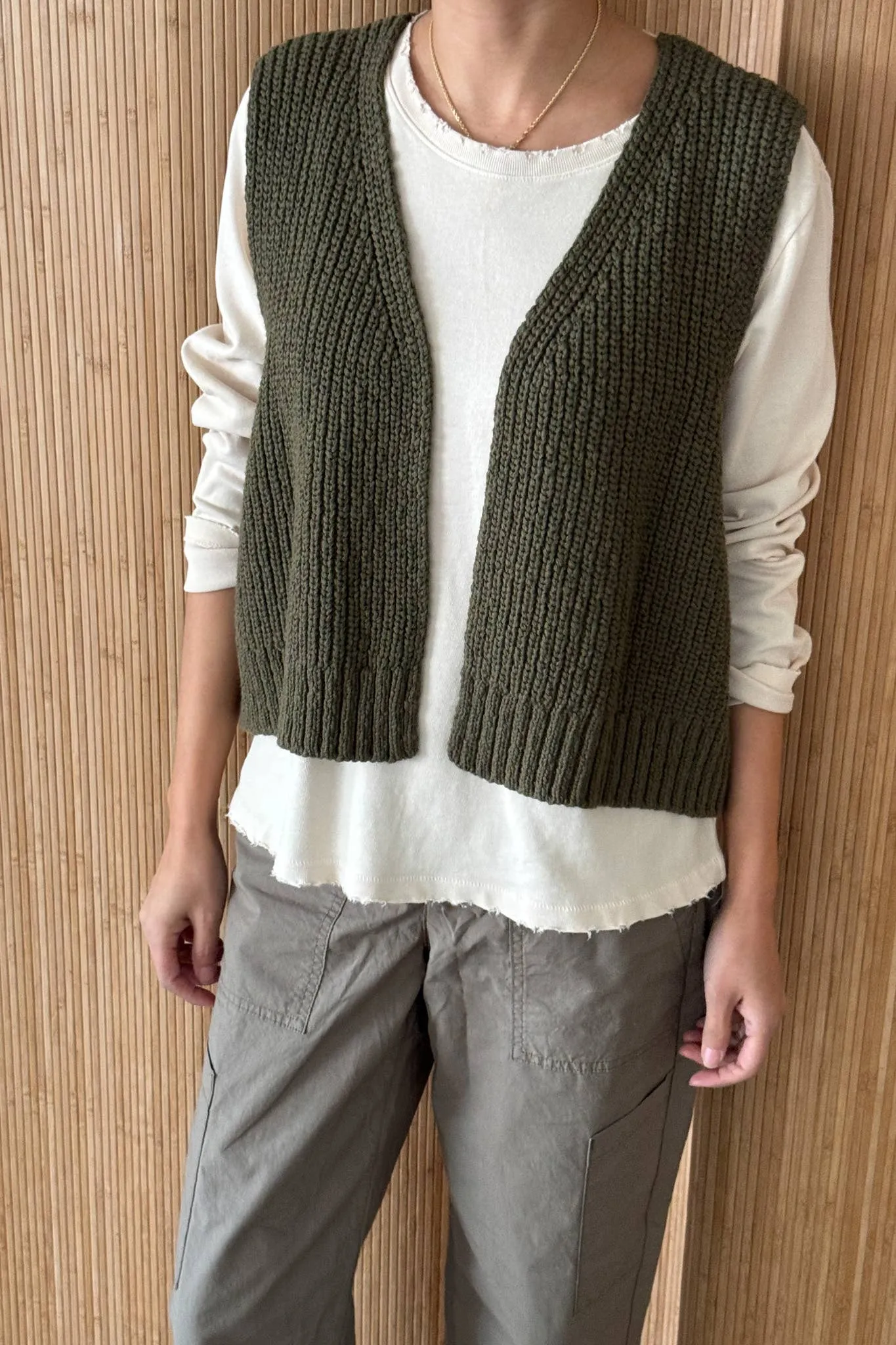 Le Bon Shoppe | Granny Cotton Sweater Vest - Olive sold by Fort