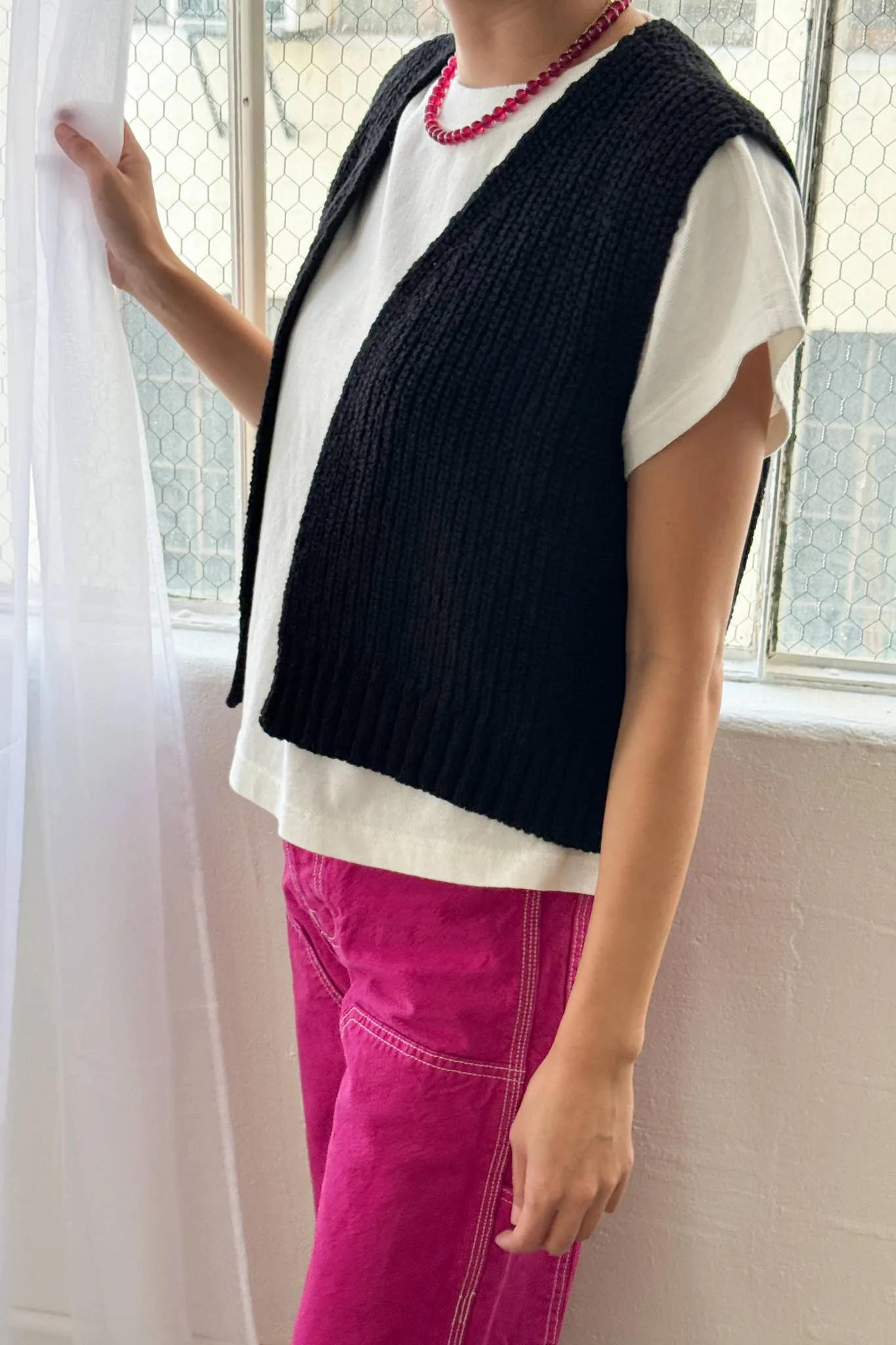 Le Bon Shoppe | Granny Cotton Sweater Vest - Black sold by Fort product image thumbnail 3