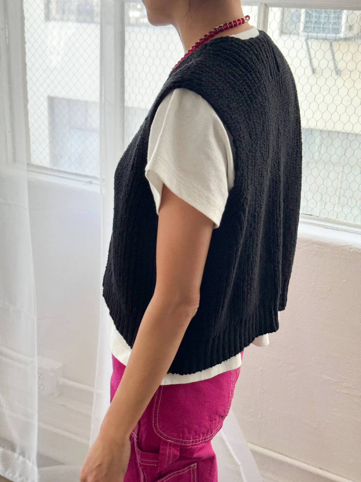 Le Bon Shoppe | Granny Cotton Sweater Vest - Black sold by Fort product image thumbnail 2
