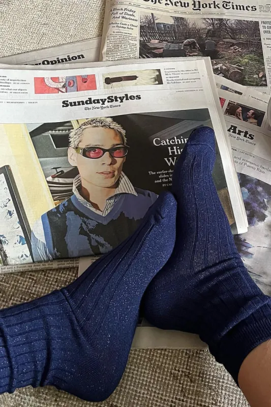Le Bon Shoppe | Her Socks - Sapphire Glitter made by Le Bon Shoppe