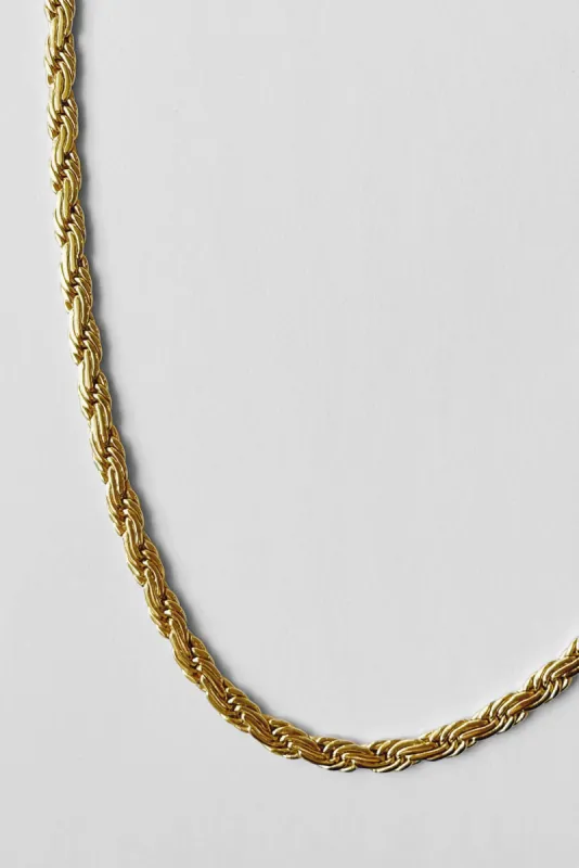Kara Yoo | 6mm Flat Rope Chain Necklace - Gold sold by Fort