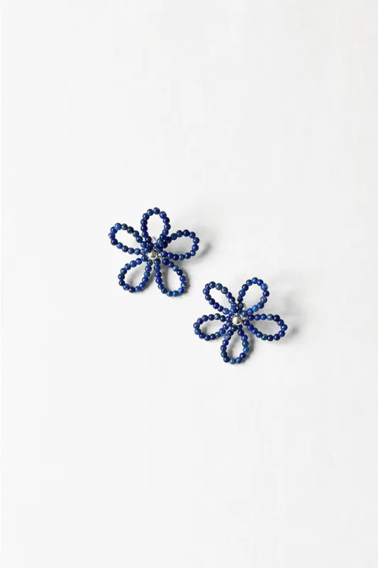 Bloom Medium Earrings - Lapis sold by Fort