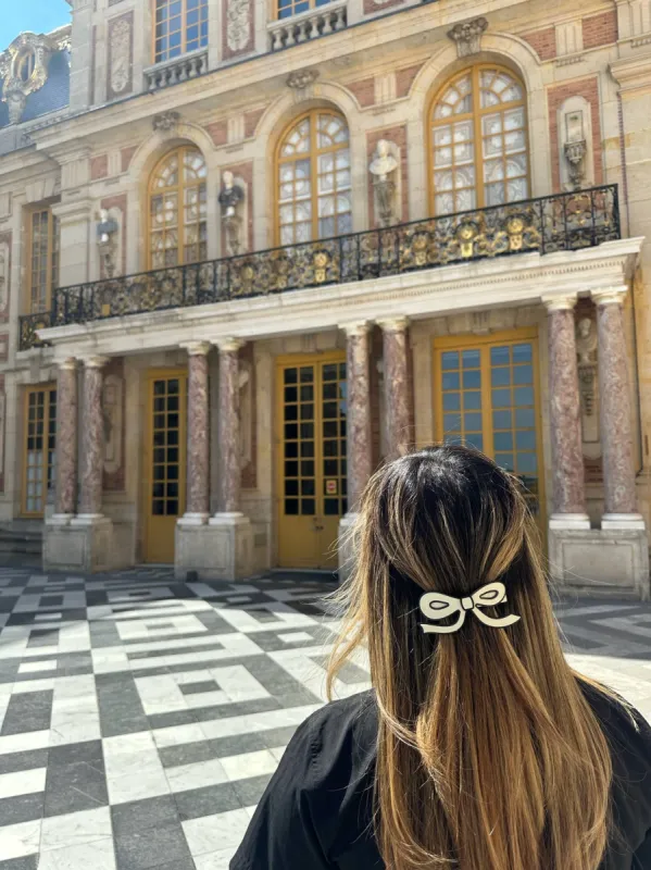 Solar Eclipse | Handmade Acetate Bow French Barrette Clip - White sold by Fort