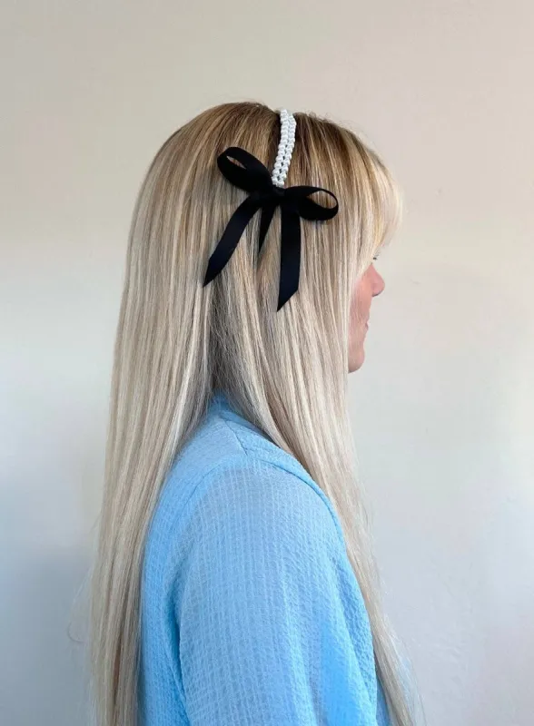 Solar Eclipse | Classic Bows Pearl Headband sold by Fort