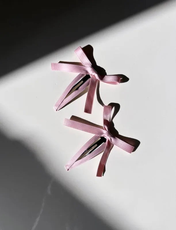 Solar Eclipse | 2pc Ballet Bow Barrette Hair Clip Set - Pink sold by Fort