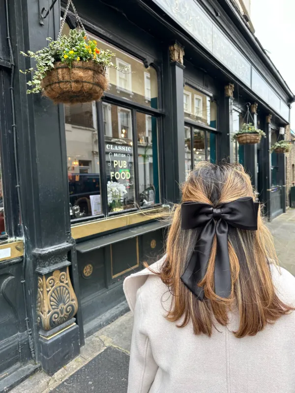 Solar Eclipse | Handmade Perfect Satin Hair Bow Clip - Black sold by Fort