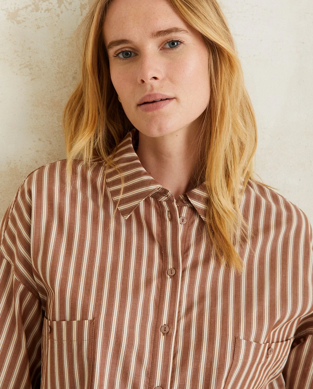 Yerse | Striped Shirt - Chocolate sold by Fort product image thumbnail 2