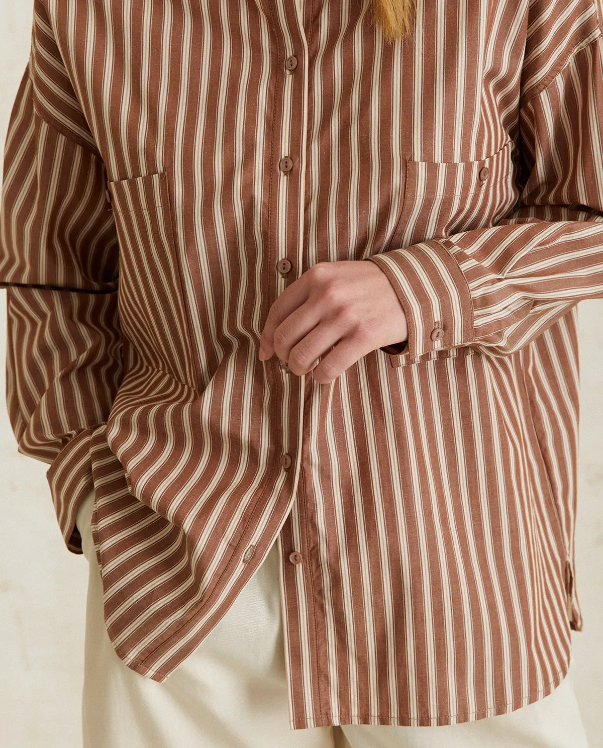 Yerse | Striped Shirt - Chocolate sold by Fort product image thumbnail 3