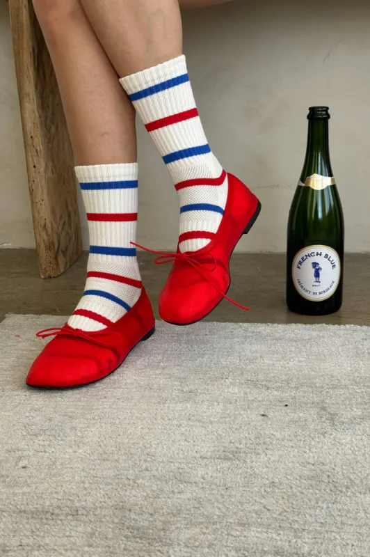 Le Bon Shoppe | Striped Boyfriend Socks - Red Blue Stripe sold by Fort