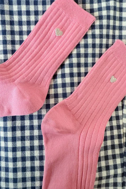 Le Bon Shoppe | Embroidered Her Socks - Pink Water + Heart sold by Fort
