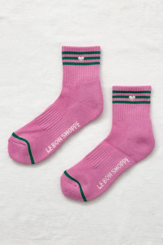 Le Bon Shoppe | Embroidered Girlfriend Socks - Rose Pink + Heart sold by Fort