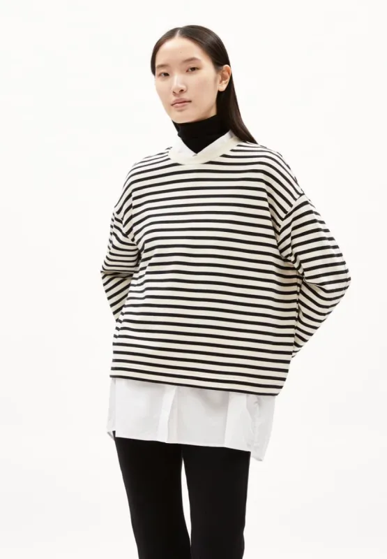 ARMEDANGELS | Frankaa Maarlen Stripe Sweatshirt - Undyed/Black made by Fort