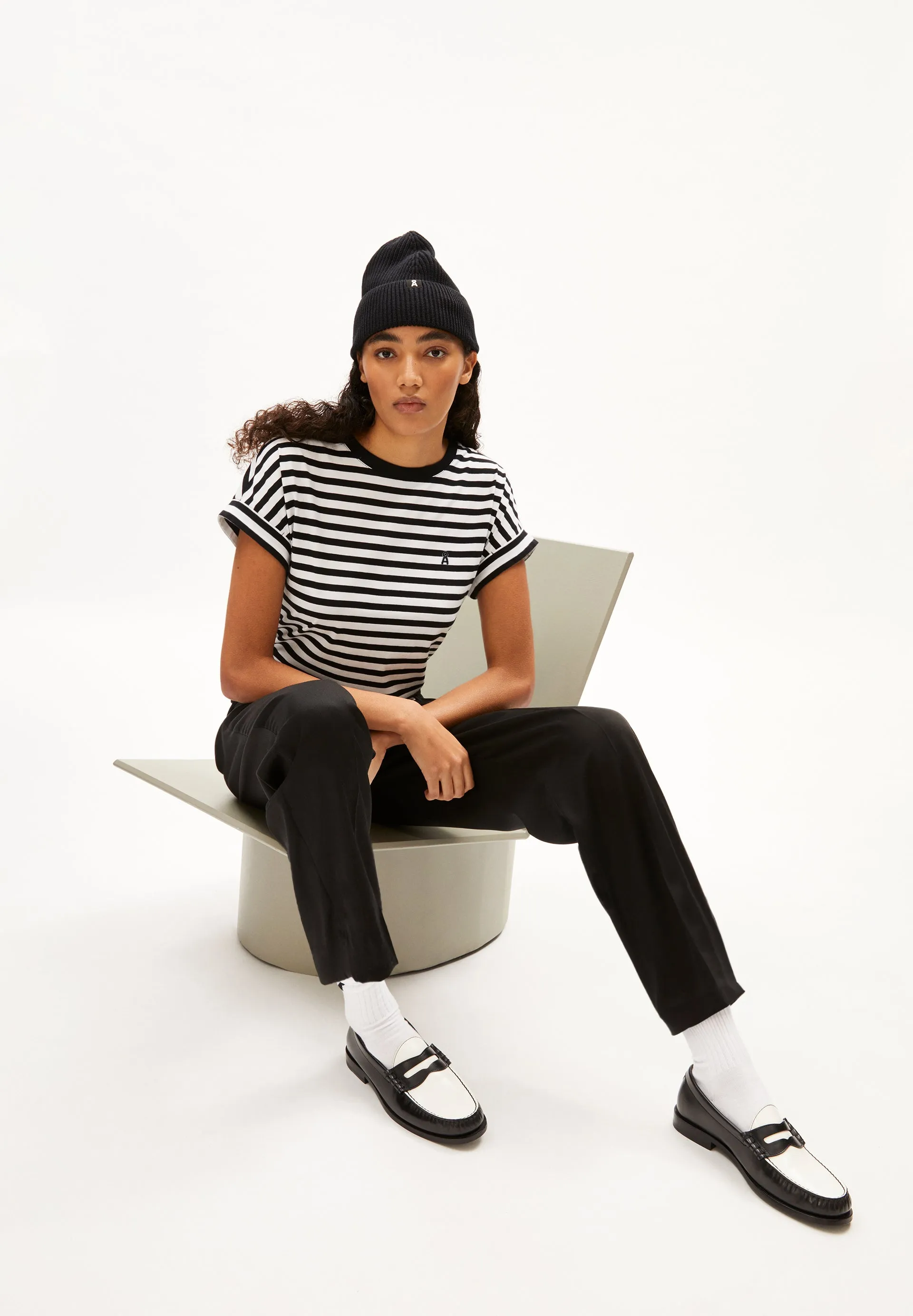 Armed Angels | Idaara Stripes Tee - White/Black sold by Fort product image thumbnail 3