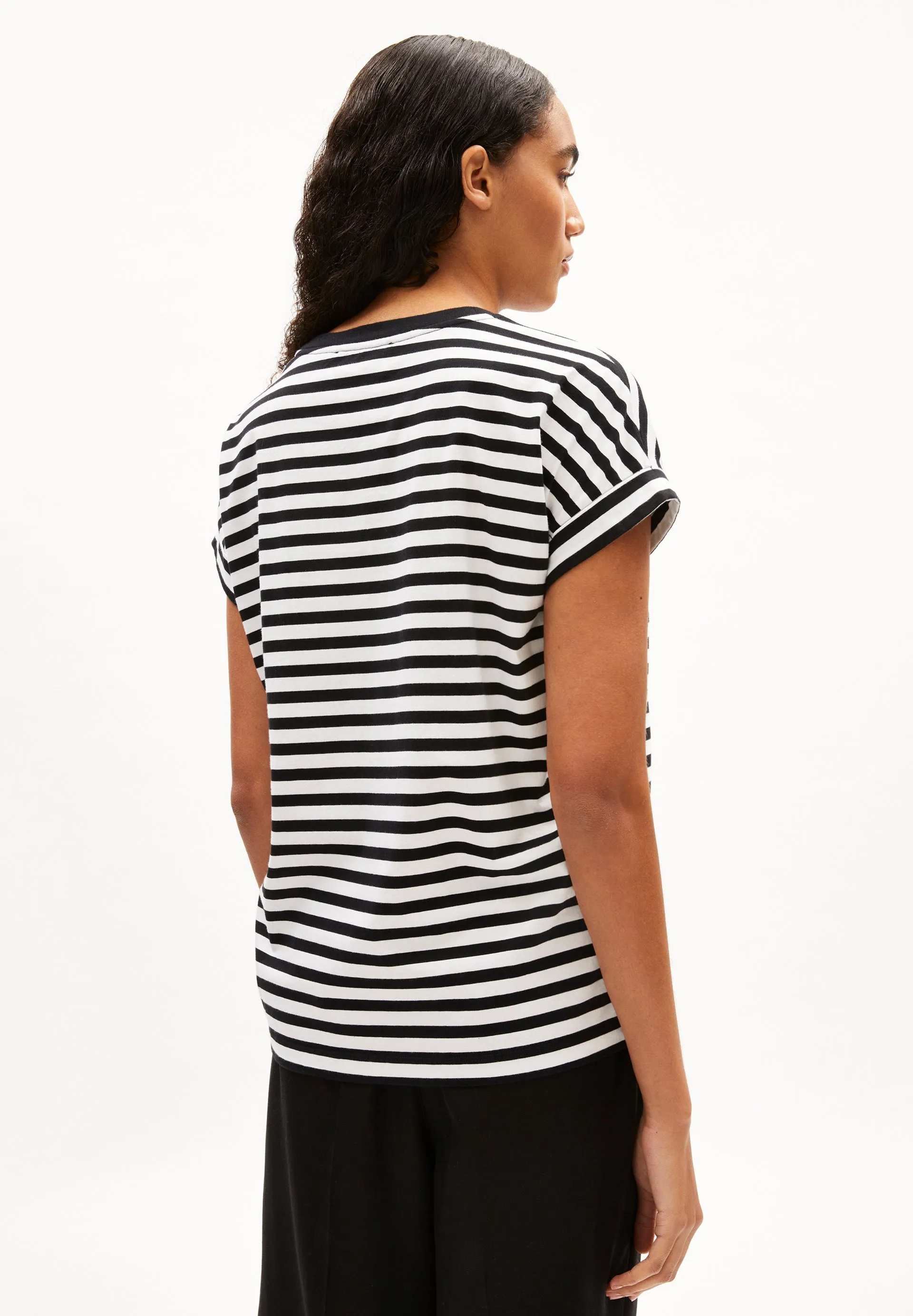 Armed Angels | Idaara Stripes Tee - White/Black sold by Fort product image thumbnail 2