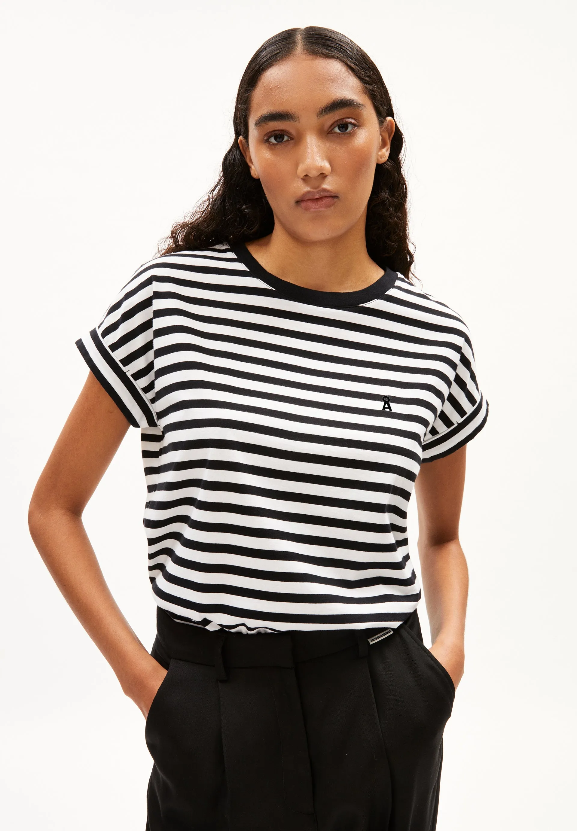 Armed Angels | Idaara Stripes Tee - White/Black sold by Fort