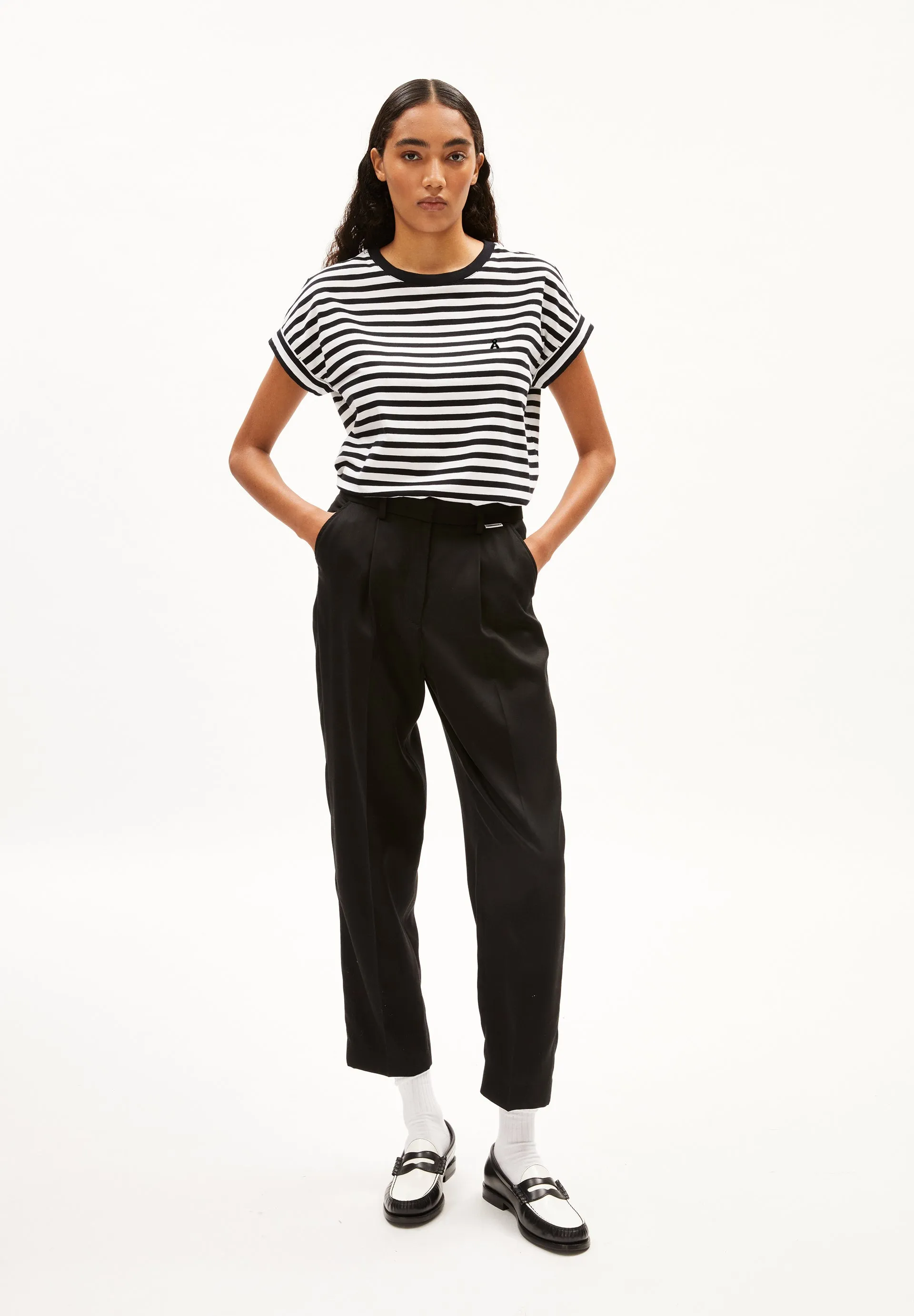 Armed Angels | Idaara Stripes Tee - White/Black sold by Fort product image thumbnail 4