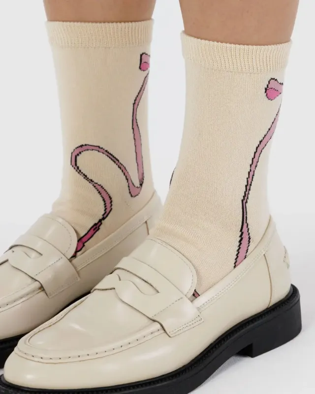 Baggu | Crew Socks - Pink Bow sold by Fort